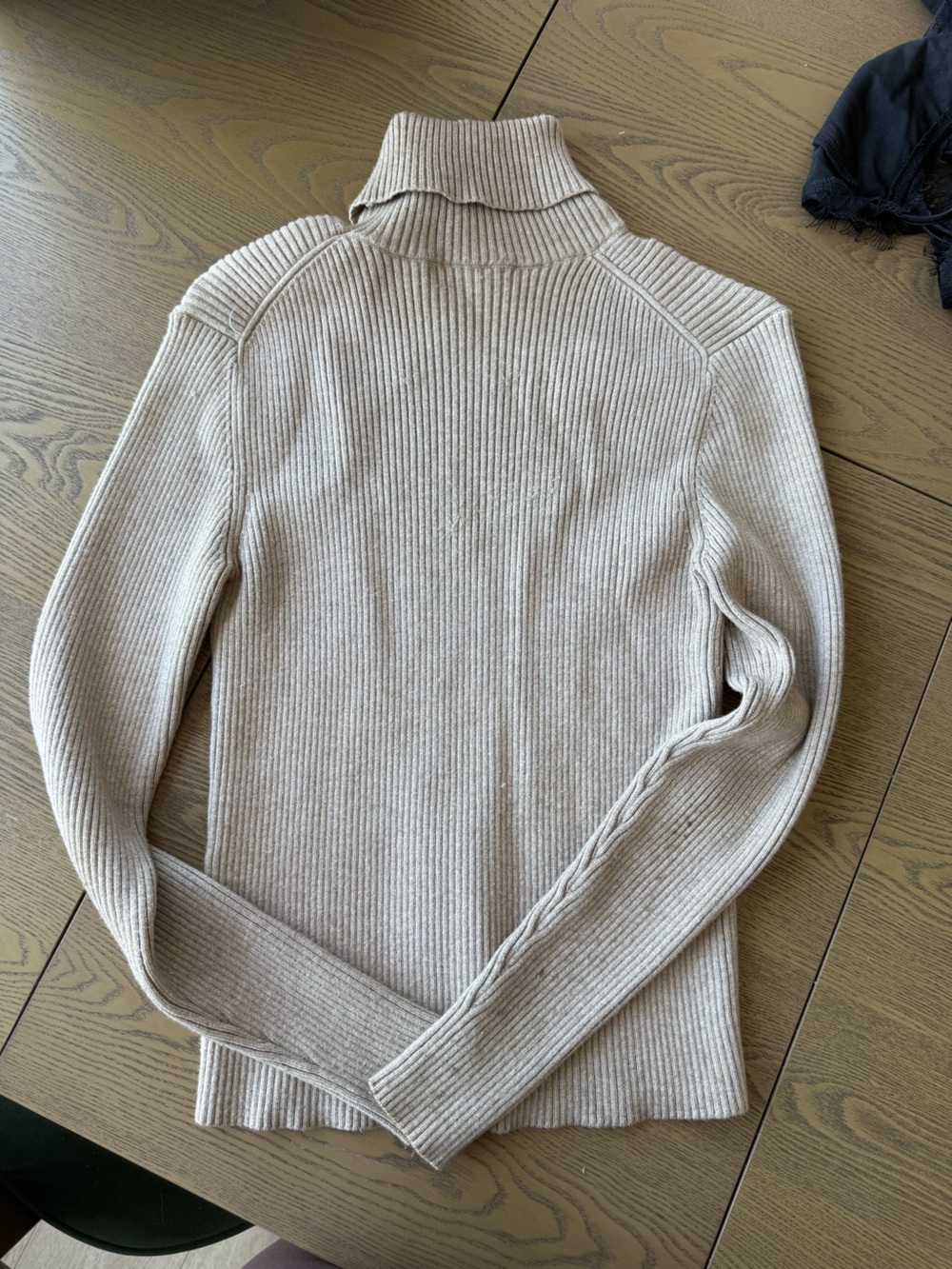 ZARA Ribbed Knit Crewneck in Beige Taupe